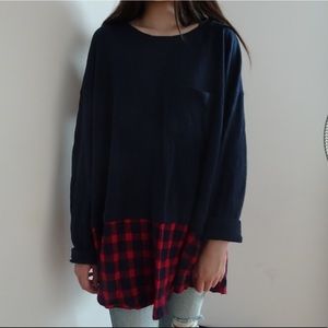 LONG SWEATER WITH FLANNEL